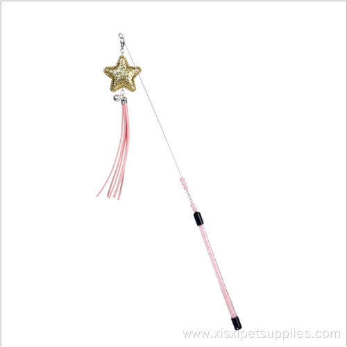 interactive tassels plastic stick steel wire cat teaser